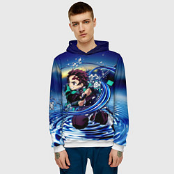 Толстовка-худи мужская Танджиро Камадо Клинок, рассекающий демонов, цвет: 3D-белый — фото 2