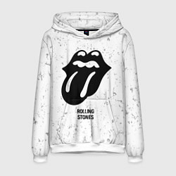 Толстовка-худи мужская Rolling Stones glitch на светлом фоне, цвет: 3D-белый