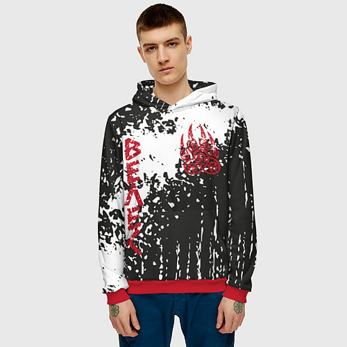 Мужская толстовка Лапа медведя / 3D-Красный – фото 3