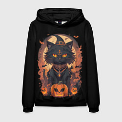 Мужская толстовка Черный кот в хеллоуине
