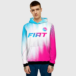 Толстовка-худи мужская Fiat neon gradient style: символ сверху, цвет: 3D-черный — фото 2