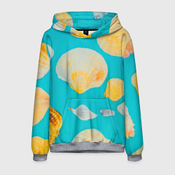 Толстовка-худи мужская Лето, ракушки, цвет: 3D-меланж