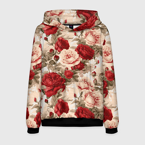 Мужская толстовка Розы паттерн / 3D-Черный – фото 1