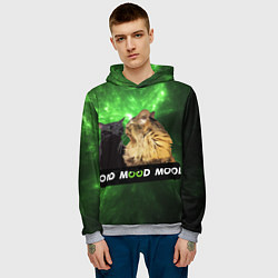 Толстовка-худи мужская Mood - коты из ТикТок, цвет: 3D-меланж — фото 2