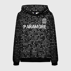 Толстовка-худи мужская Paramore glitch на темном фоне: символ сверху, цвет: 3D-черный