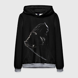Толстовка-худи мужская Хищник на черном фоне, цвет: 3D-меланж