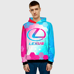 Толстовка-худи мужская Lexus neon gradient style, цвет: 3D-черный — фото 2