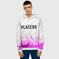 Толстовка-худи мужская Placebo rock legends: символ сверху, цвет: 3D-белый — фото 2