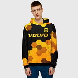 Толстовка-худи мужская Volvo - gold gradient: символ сверху, цвет: 3D-черный — фото 2