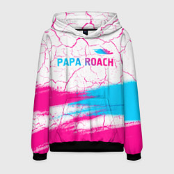 Толстовка-худи мужская Papa Roach neon gradient style: символ сверху, цвет: 3D-черный