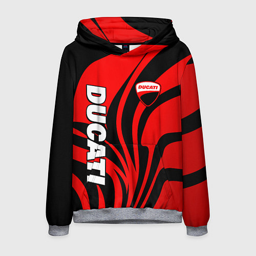 Мужская толстовка Ducati - red stripes / 3D-Меланж – фото 1