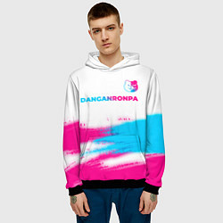 Толстовка-худи мужская Danganronpa neon gradient style: символ сверху, цвет: 3D-черный — фото 2