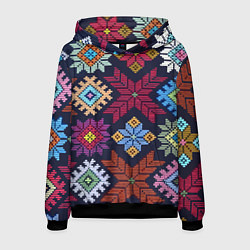 Толстовка-худи мужская Орнамент удмуртский, цвет: 3D-черный