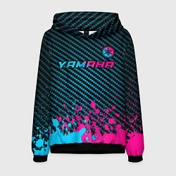 Толстовка-худи мужская Yamaha - neon gradient: символ сверху, цвет: 3D-черный