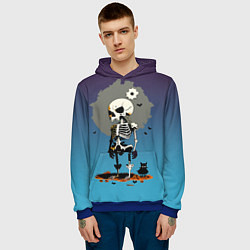 Толстовка-худи мужская Funny skeleton - neural network - halloween, цвет: 3D-синий — фото 2