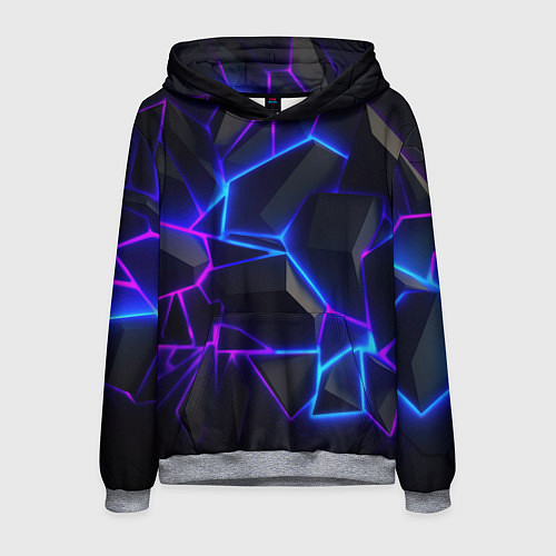 Мужская толстовка Синий и фиолетовый неон / 3D-Меланж – фото 1