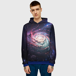 Толстовка-худи мужская Спиральная галактика в космосе, цвет: 3D-синий — фото 2