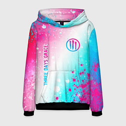 Толстовка-худи мужская Three Days Grace neon gradient style: надпись, сим, цвет: 3D-черный