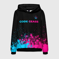 Толстовка-худи мужская Code Geass - neon gradient: символ сверху, цвет: 3D-черный