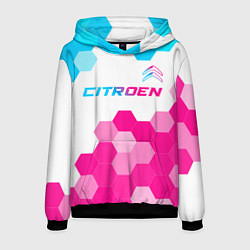 Толстовка-худи мужская Citroen neon gradient style: символ сверху, цвет: 3D-черный