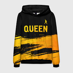 Толстовка-худи мужская Queen - gold gradient: символ сверху, цвет: 3D-черный