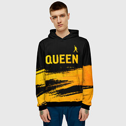 Толстовка-худи мужская Queen - gold gradient: символ сверху, цвет: 3D-черный — фото 2