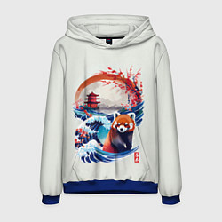 Толстовка-худи мужская Красная панда на охоте, цвет: 3D-синий