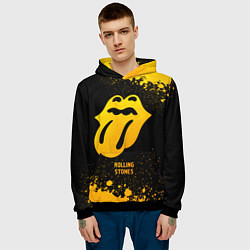 Толстовка-худи мужская Rolling Stones - gold gradient, цвет: 3D-черный — фото 2