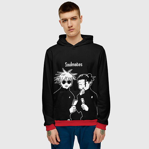 Мужская толстовка Сатору Годжо и Гетто Сугуру - Магическая битва / 3D-Красный – фото 3