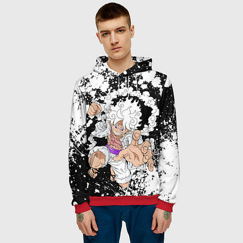 Мужская толстовка Луффи из Ван Пис - Gear 5 / 3D-Красный – фото 3