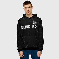 Толстовка-худи мужская Blink 182 glitch на темном фоне: символ сверху, цвет: 3D-черный — фото 2