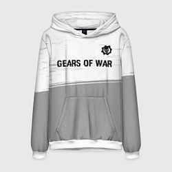 Толстовка-худи мужская Gears of War glitch на светлом фоне: символ сверху, цвет: 3D-белый