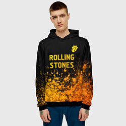 Толстовка-худи мужская Rolling Stones - gold gradient: символ сверху, цвет: 3D-черный — фото 2