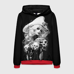 Толстовка-худи мужская Ведьма в белой треуголке, цвет: 3D-красный