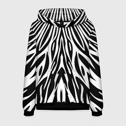 Толстовка-худи мужская Черная абстракция зебра, цвет: 3D-черный