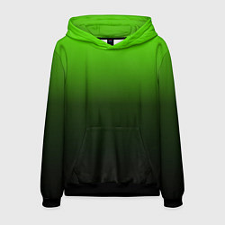 Толстовка-худи мужская Градиент ядовитый зеленый - черный, цвет: 3D-черный