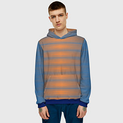 Толстовка-худи мужская Полосатый закат градиент, цвет: 3D-синий — фото 2