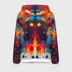 Толстовка-худи мужская Mirrow colorful blots - abstraction - vogue, цвет: 3D-белый