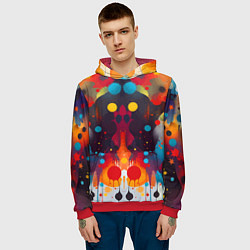 Толстовка-худи мужская Mirrow colorful blots - abstraction - vogue, цвет: 3D-красный — фото 2