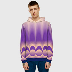 Толстовка-худи мужская Фиолетовый градиент в полоску, цвет: 3D-синий — фото 2