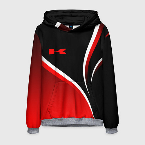 Мужская толстовка Кавасаки - красные волны / 3D-Меланж – фото 1