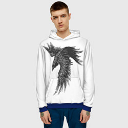 Толстовка-худи мужская Чёрный ворон с рунами, цвет: 3D-синий — фото 2