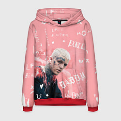 Толстовка-худи мужская Lil Peep тату розовый, цвет: 3D-красный