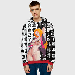 Толстовка-худи мужская Рангику Мацумото - Блич, цвет: 3D-красный — фото 2