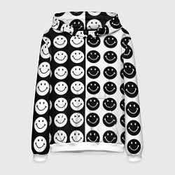 Толстовка-худи мужская Smiley black and white, цвет: 3D-белый