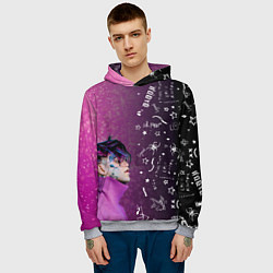 Толстовка-худи мужская Лил Пип тату фиолетовый, цвет: 3D-меланж — фото 2