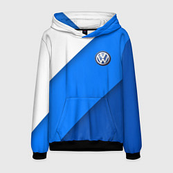 Толстовка-худи мужская Volkswagen - голубые линии, цвет: 3D-черный