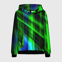 Толстовка-худи мужская Зеленая зеркальная абстракция, цвет: 3D-черный