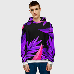 Толстовка-худи мужская Floral composition - neon, цвет: 3D-белый — фото 2