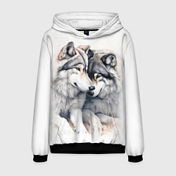 Толстовка-худи мужская Волчья дружная семья, цвет: 3D-черный